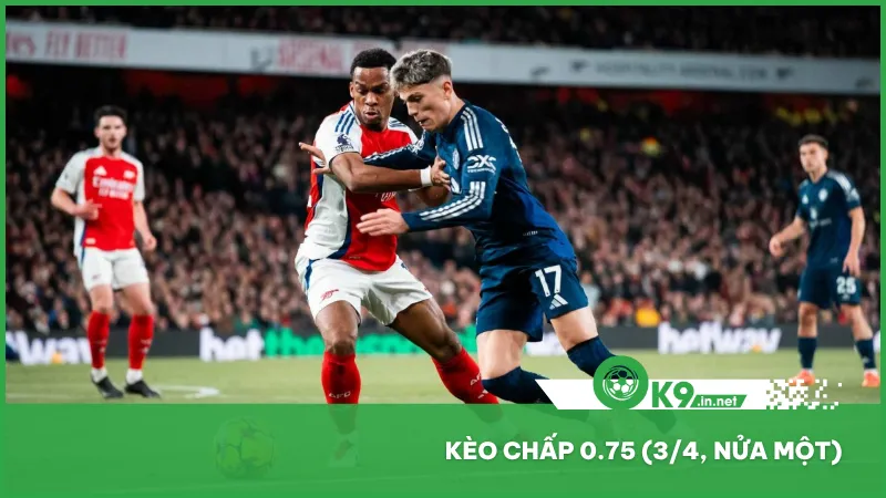 Kèo 0.75 yêu cầu đội mạnh thắng từ 2 bàn để thắng toàn bộ, nếu thắng 1 bàn sẽ nhận nửa tiền cược